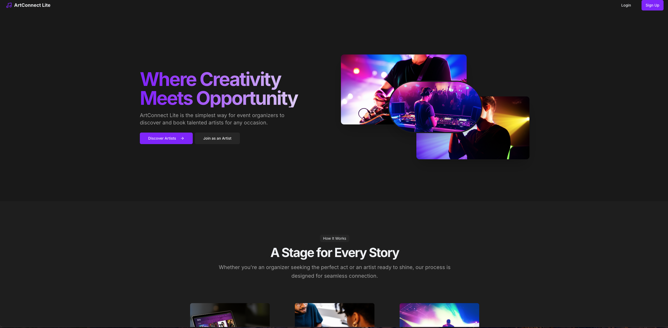 Screenshot of ArtistConnect